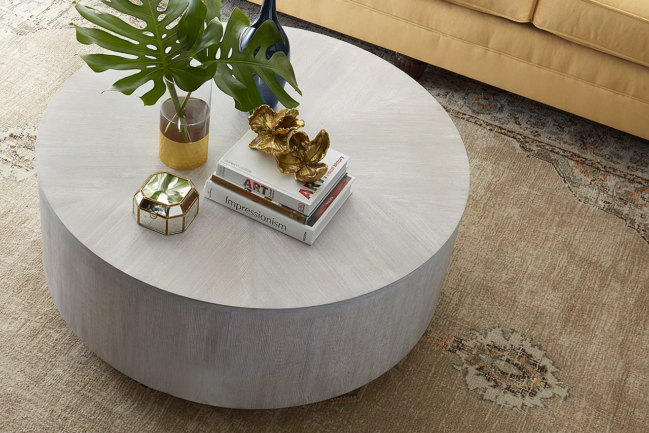 Overhead view of the Ginny coffee table in a roomscene